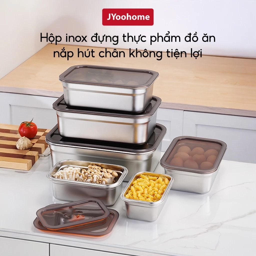 Hộp Đựng Thực Phẩm Inox Có Nắp Đậy JYoohome Để Tủ Lạnh Ngăn Mùi