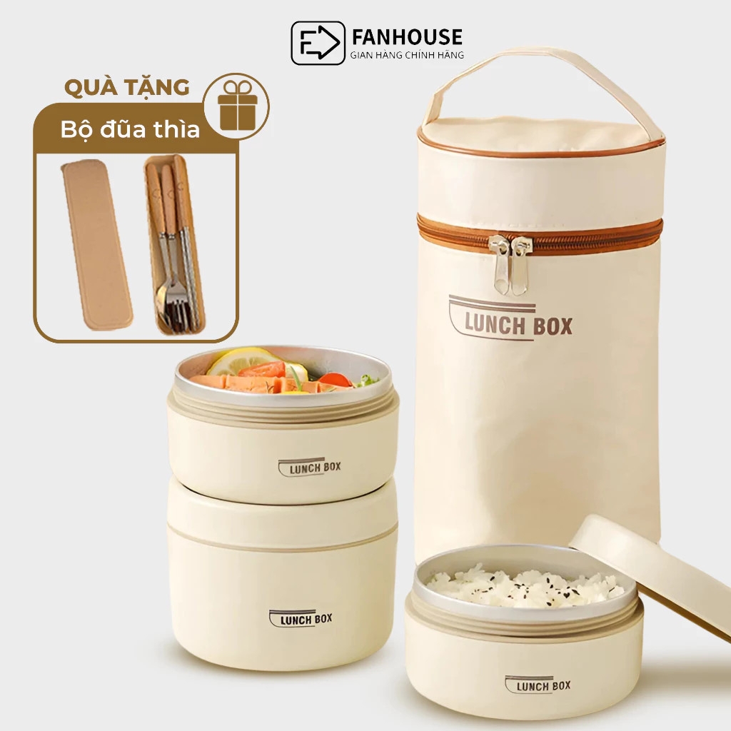Hộp Đựng Cơm Lunch Box 3 Ngăn - Cà Men Giữ Nhiệt Cao Cấp Cho Dân Văn Phòng