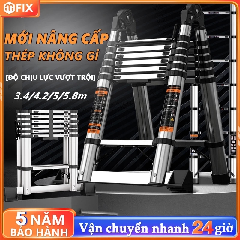 Thang Rút Nhôm Inox Chữ A, Chữ I Nhập Khẩu (1.9m - 6m)