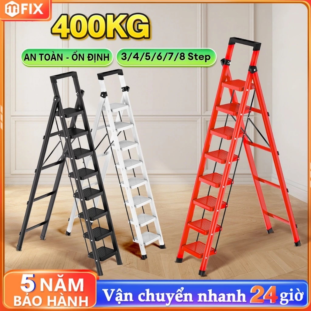Thang Xếp Chữ A Thép Carbon (3-8 Bậc) Tải Trọng 500kg Siêu Bền