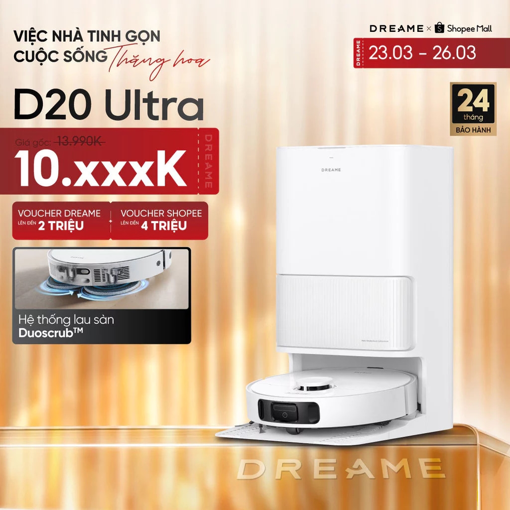 Dreame D20 Ultra: Robot Hút Bụi Thông Minh Lực Hút 13.000Pa
