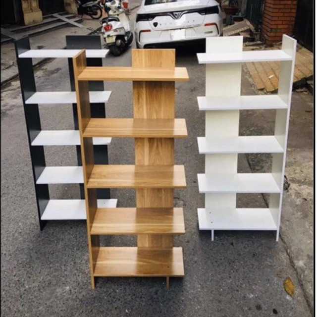 Kệ Sách Gỗ 5 Tầng Góc Tường: Gỗ MDF Chống Ẩm, Thiết Kế Siêu Gọn