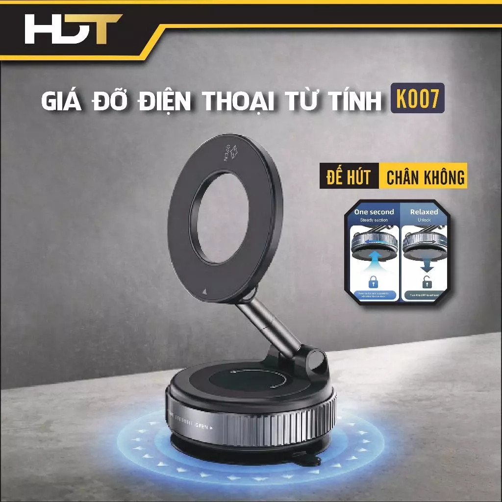 Giá Đỡ Điện Thoại Từ Tính K007: Magsafe Hút Chân Không, Hợp Kim Cao Cấp