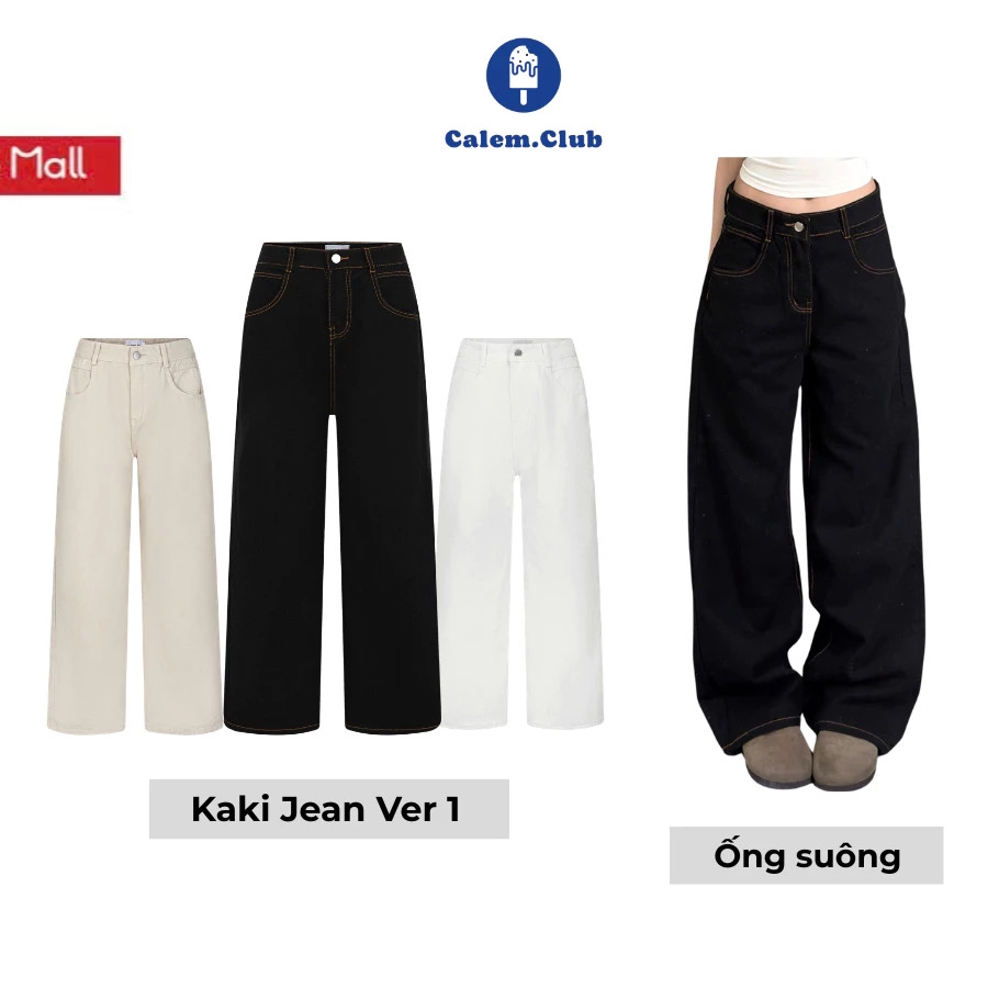Quần Kaki Jean Calem Club: Dáng Suông Ống Rộng Unisex, Cạp Cao Tôn Dáng