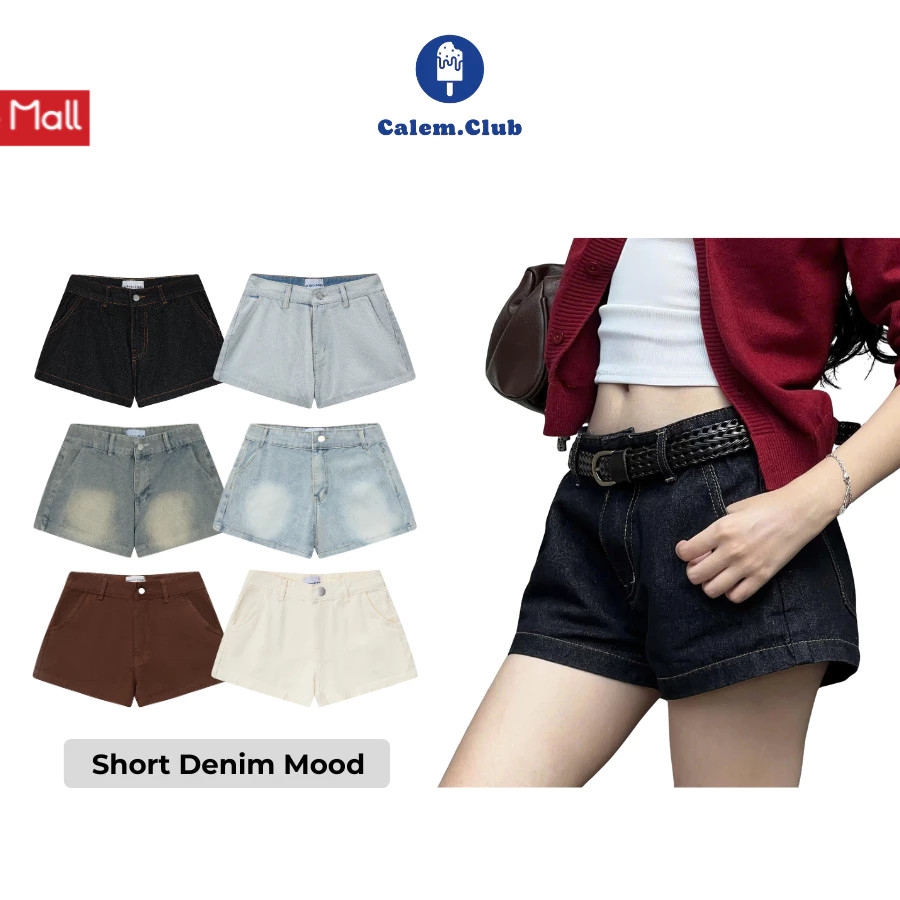 Quần Short Nữ Denim Mood Calem.Club: Cạp Trễ Cá Tính, Chất Jean Cao Cấp