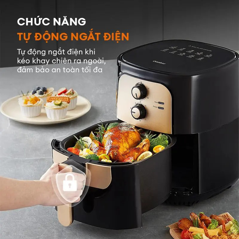 Nồi Chiên Không Dầu Gaabor 6.5L AF65M-BK01A - Dung Tích Lớn Cho Gia Đình 4-6 Người