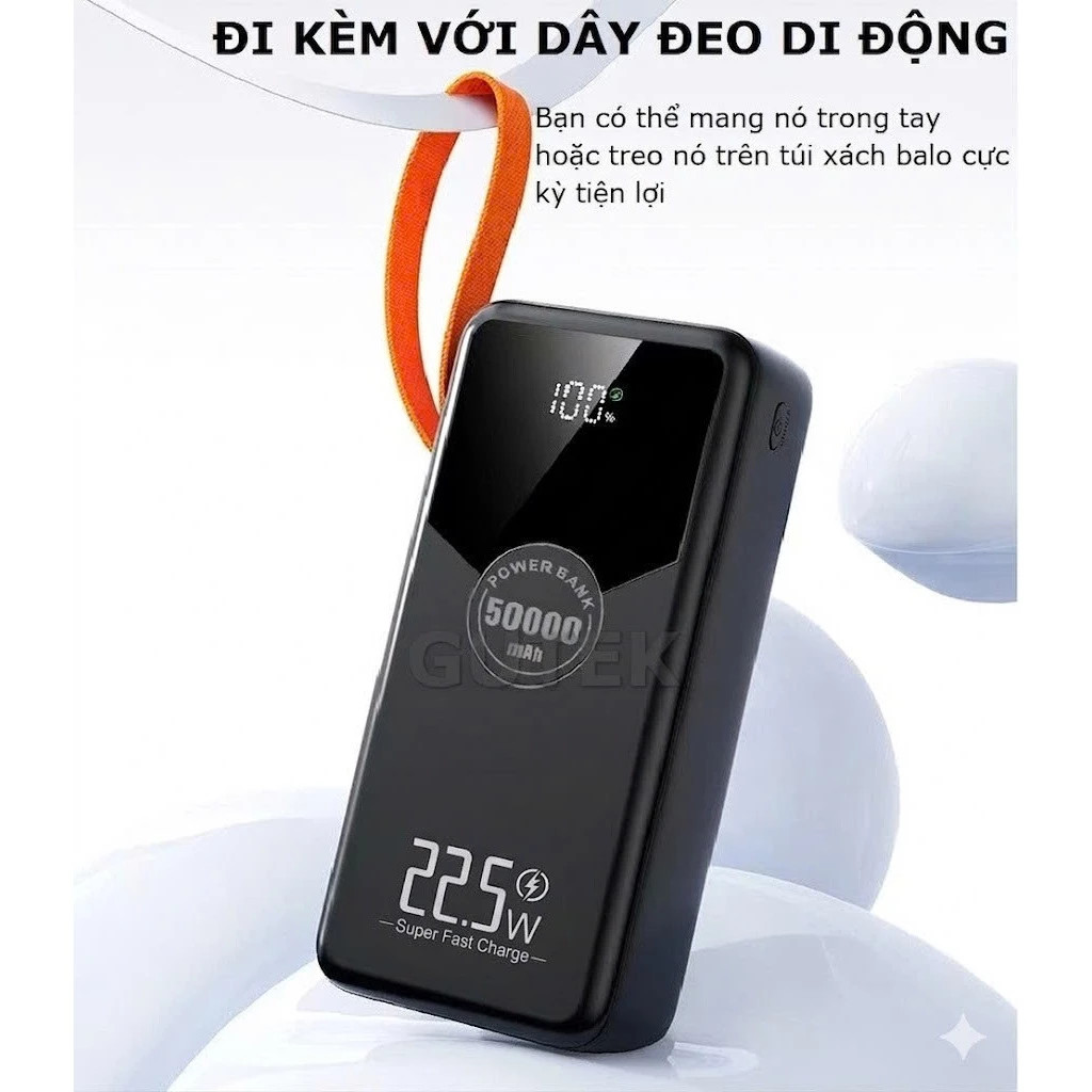 Sạc Dự Phòng 50000mAh Gutek GT230: Sạc Nhanh 22.5W, Sạc 7 Thiết Bị