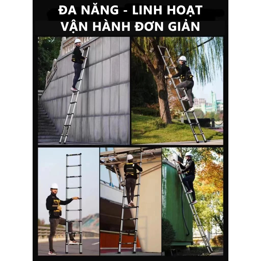 Thang Rút Nhôm Inox Chữ A, Chữ I Nhập Khẩu (1.9m - 6m)