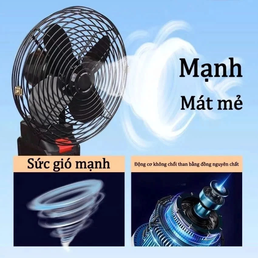 Quạt Tích Điện Chân Pin Makita 8 Inch - Khung Kim Loại Siêu Bền