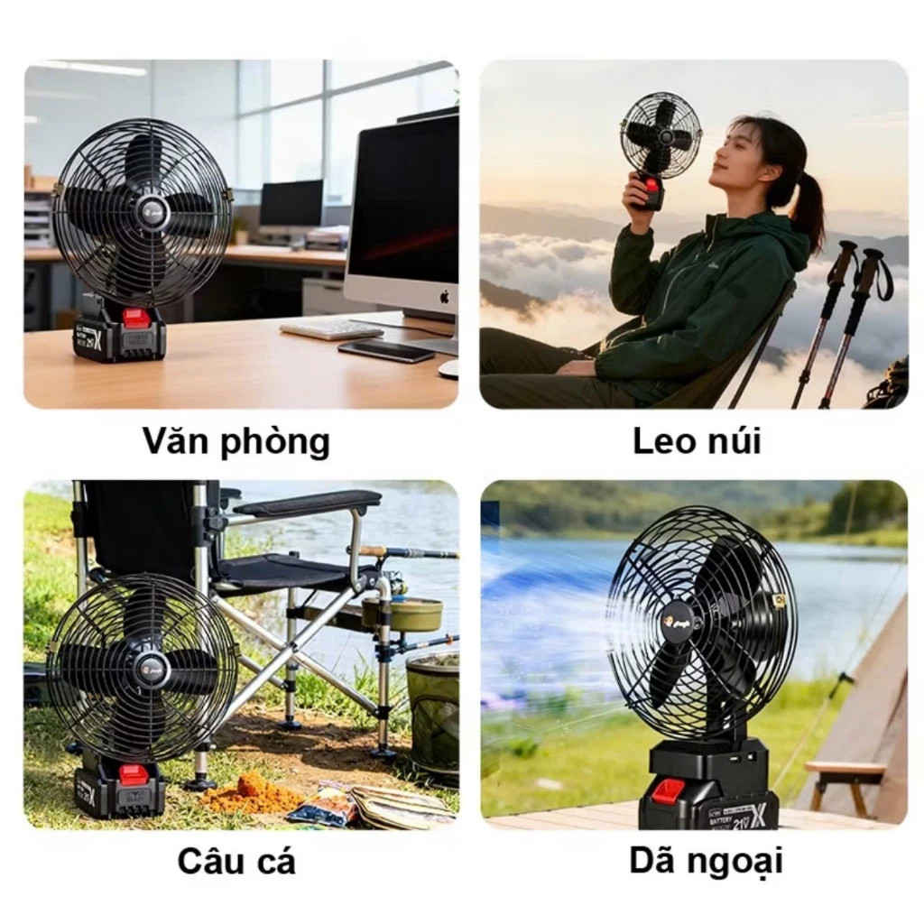 Quạt Tích Điện Chân Pin Makita 8 Inch - Khung Kim Loại Siêu Bền