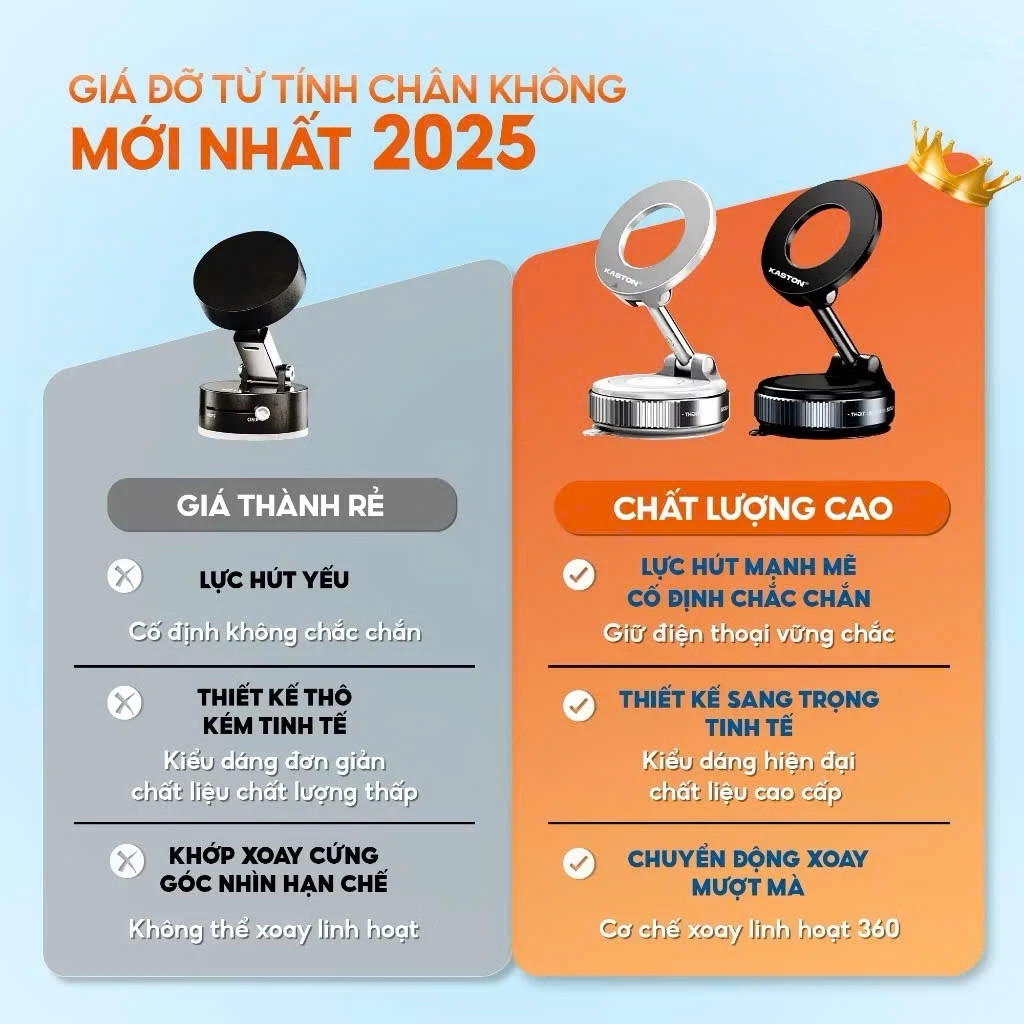 Giá Đỡ Điện Thoại Từ Tính K007: Magsafe Hút Chân Không, Hợp Kim Cao Cấp