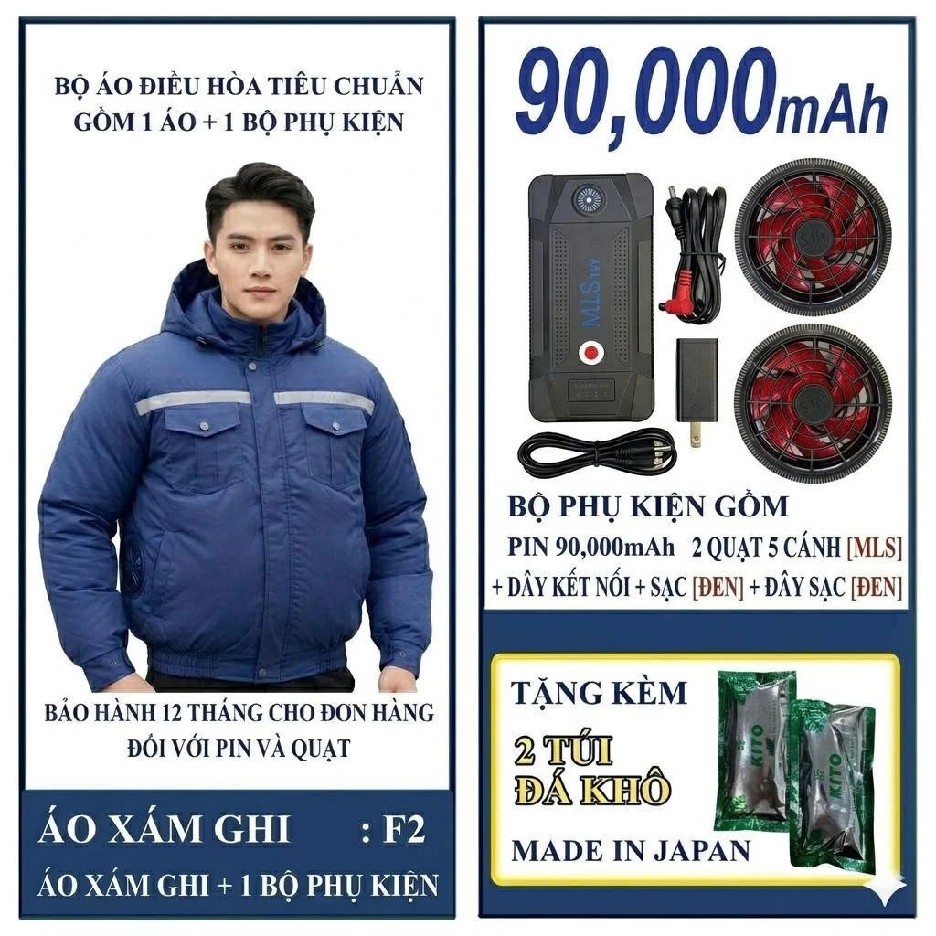 Áo Quạt Điều Hòa Nhật Bản Pin 86.000mAh: Làm Mát Tức Thì, Chống Tia UV