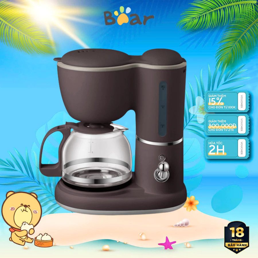 Máy Pha Cà Phê Mini Bear KFJ-A06Q1 0.6L - Pha Trà & Cà Phê Chống Cặn - Bảo Hành 18 Tháng