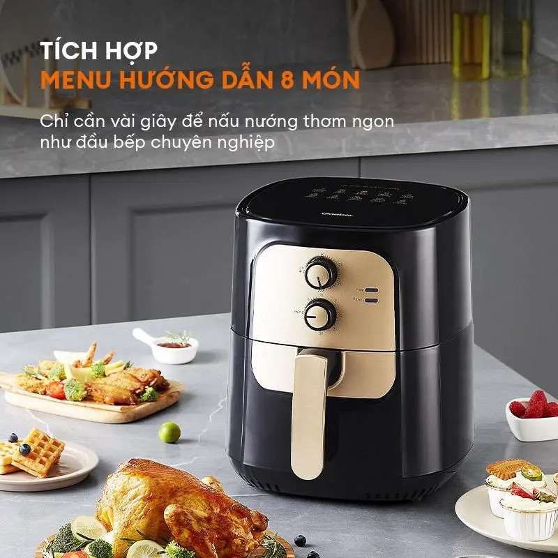Nồi Chiên Không Dầu Gaabor 6.5L AF65M-BK01A - Dung Tích Lớn Cho Gia Đình 4-6 Người
