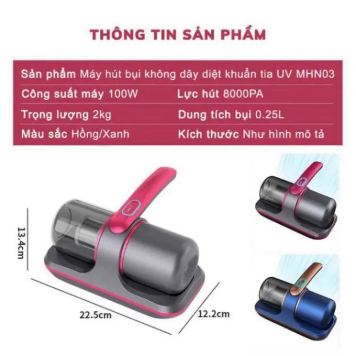 Máy Hút Bụi Giường Nệm Không Dây 8000PA - Diệt Khuẩn UV, Hút Sâu Mạt Bụi & Vi Khuẩn