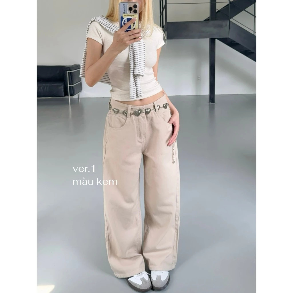 Quần Kaki Jean Calem Club: Dáng Suông Ống Rộng Unisex, Cạp Cao Tôn Dáng