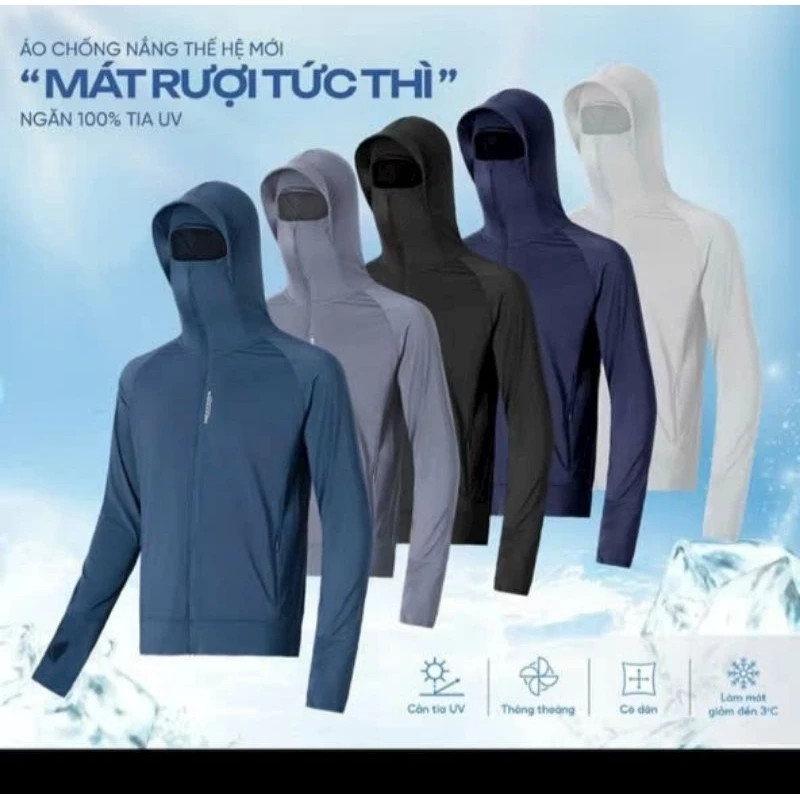 Áo Chống Nắng Nam Thun Lạnh UPF 50+: Mũ Vành Rộng, Che Trán Toàn Diện