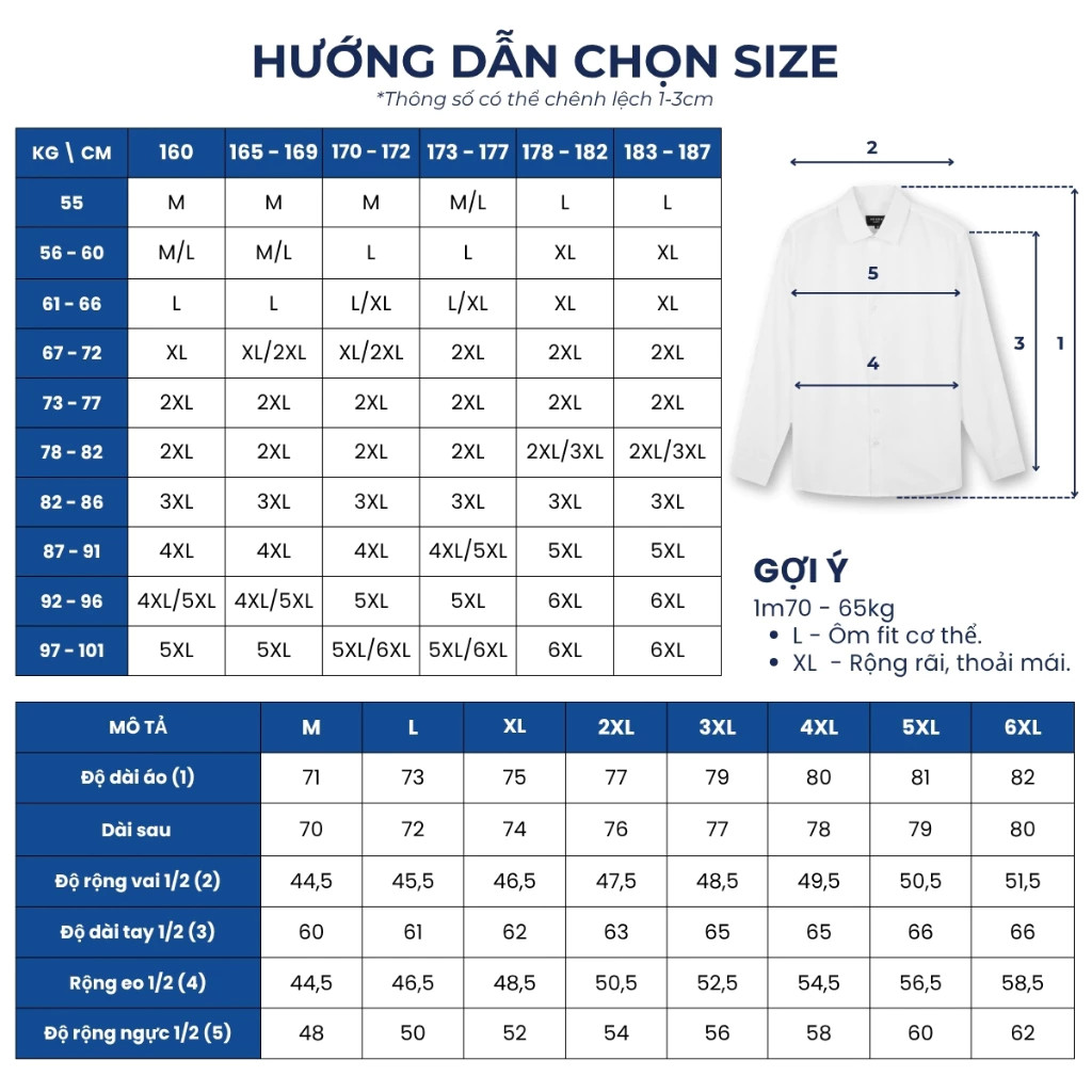 Áo Sơ Mi Trắng Nam AKUBA: Vải Lụa Không Nhăn, Form Slimfit, Size Đến 6XL