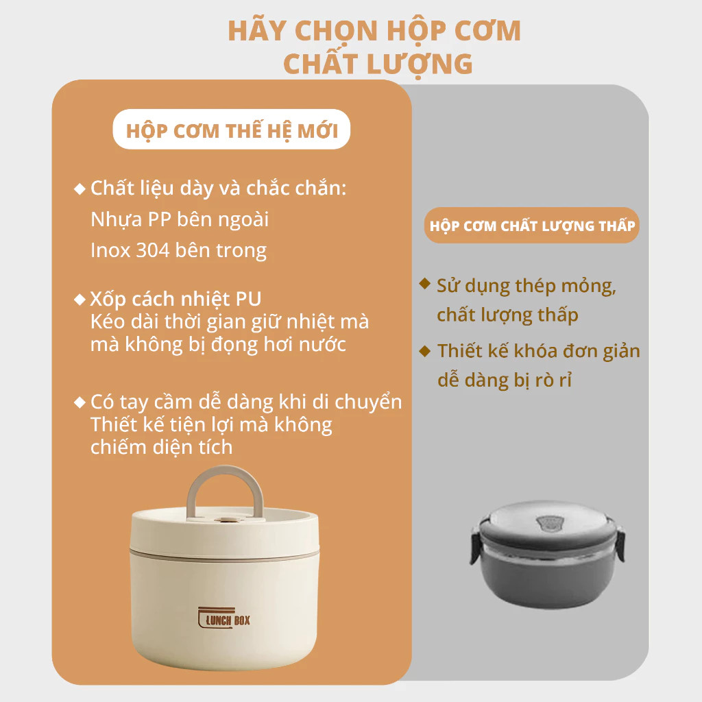 Hộp Đựng Cơm Lunch Box 3 Ngăn - Cà Men Giữ Nhiệt Cao Cấp Cho Dân Văn Phòng