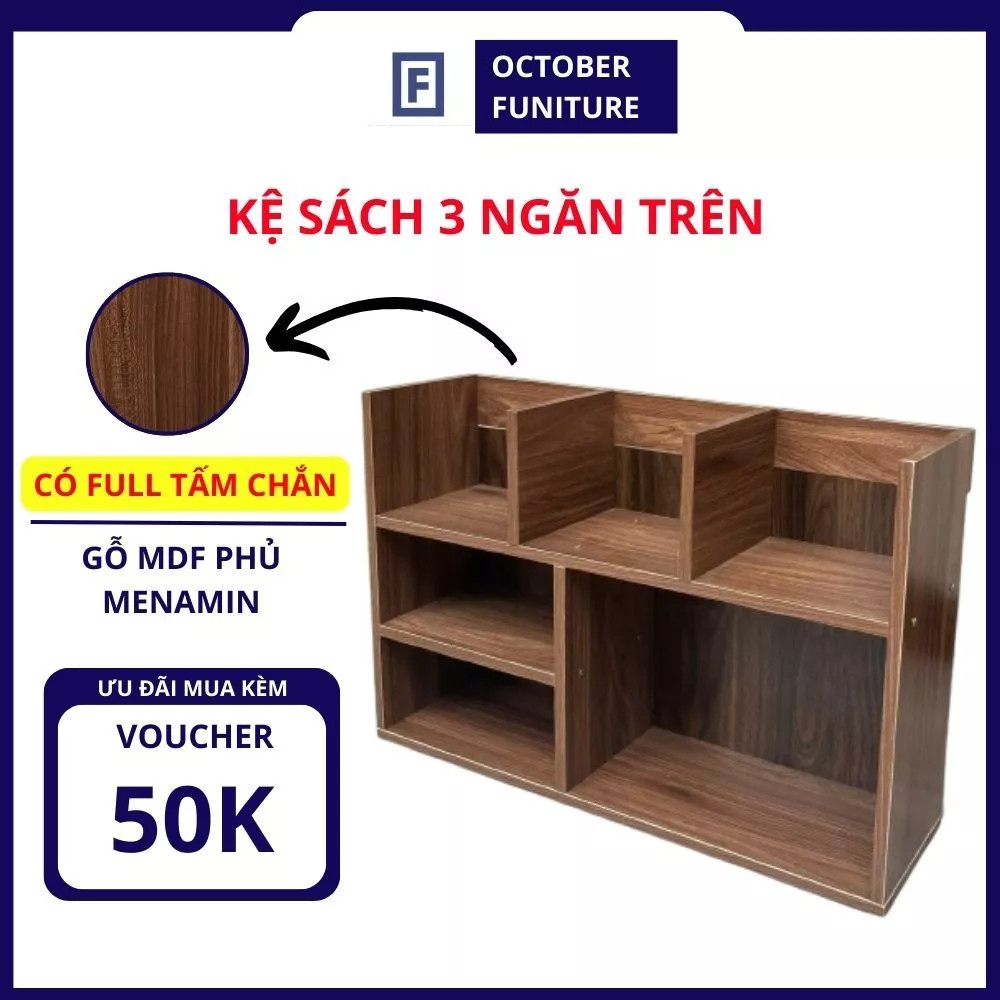 Kệ Sách Để Bàn Đa Năng: Gỗ MDF Chống Ẩm, Thiết Kế 3 Ngăn Thông Minh