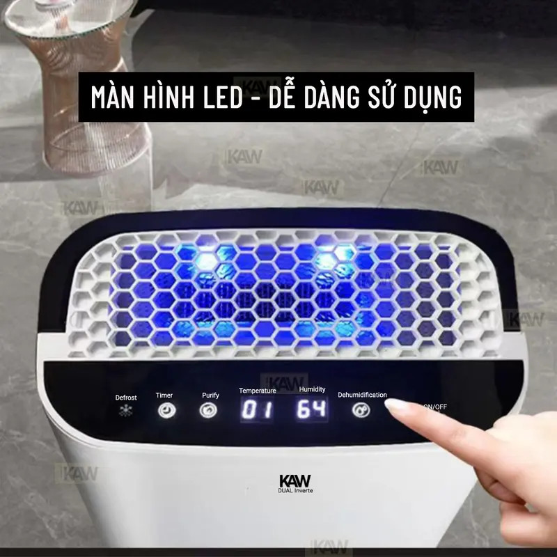 Máy Hút Ẩm KAW 3 IN 1: Lọc Không Khí, Sấy Quần Áo, Hút Ẩm Công Suất Cao Cho Gia Đình