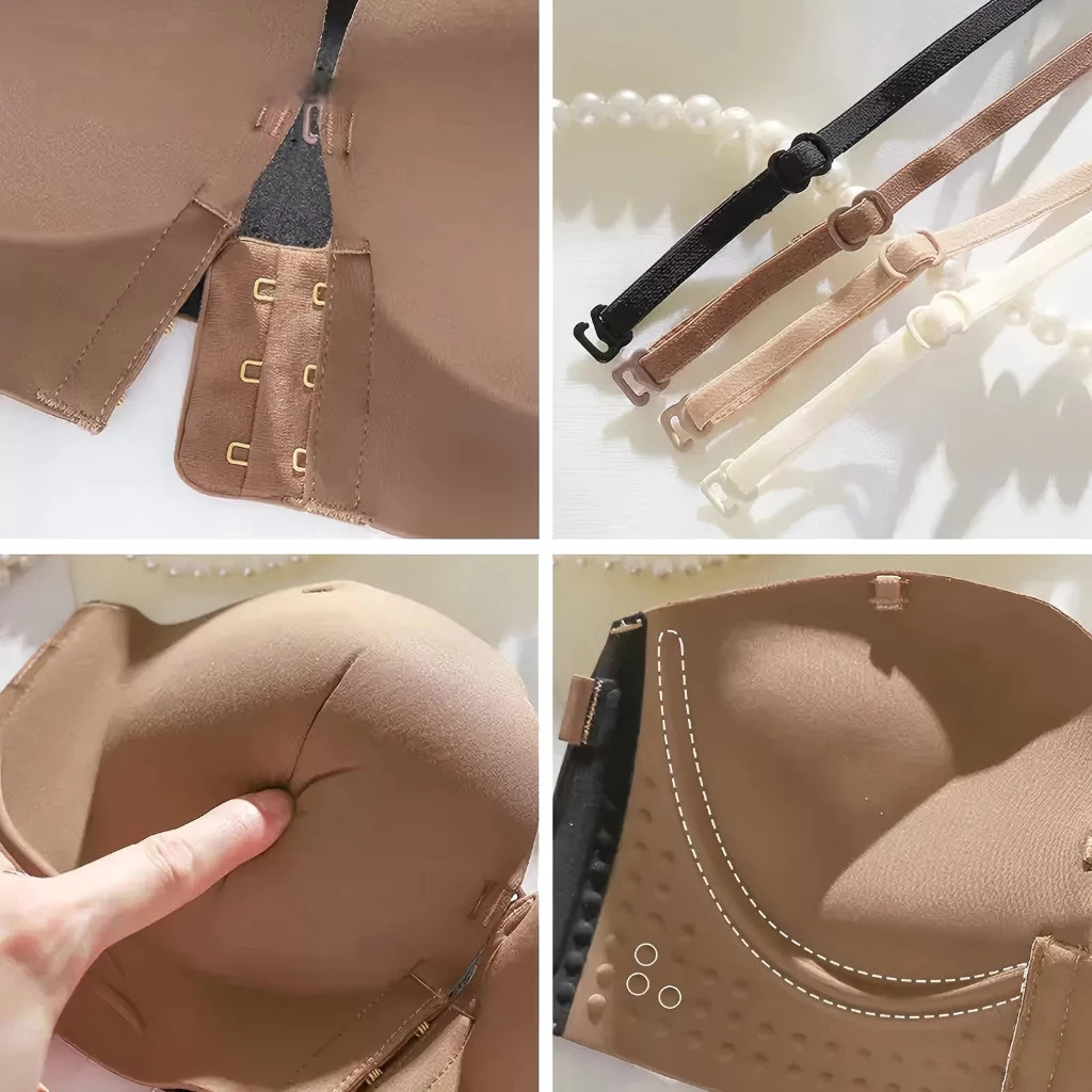 Áo Ngực Khóa Trước Không Dây: Đệm Đẩy Push-Up, Chất Nylon Co Giãn