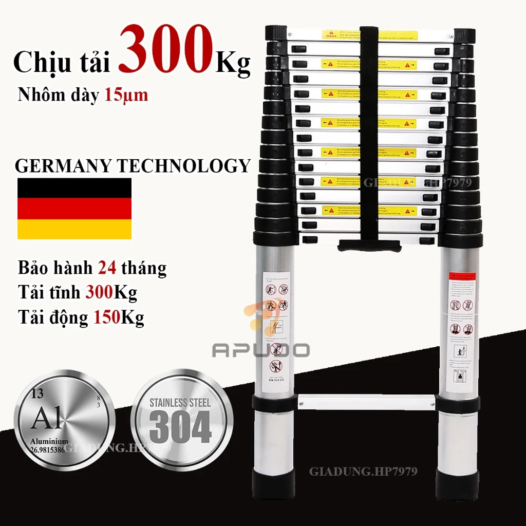 Thang Rút Nhôm Inox Chữ A, Chữ I (1.9m - 6m) Bền Bỉ Tải Trọng Lớn