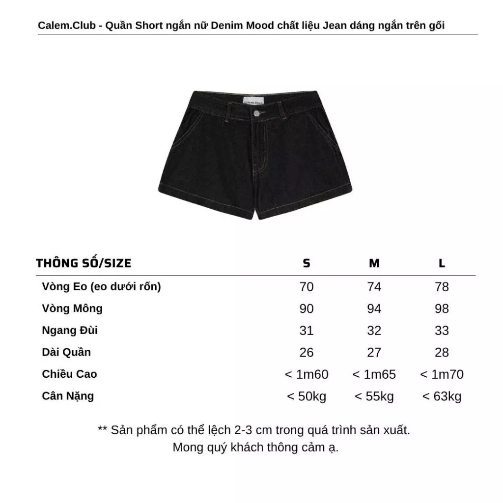 Quần Short Nữ Denim Mood Calem.Club: Cạp Trễ Cá Tính, Chất Jean Cao Cấp