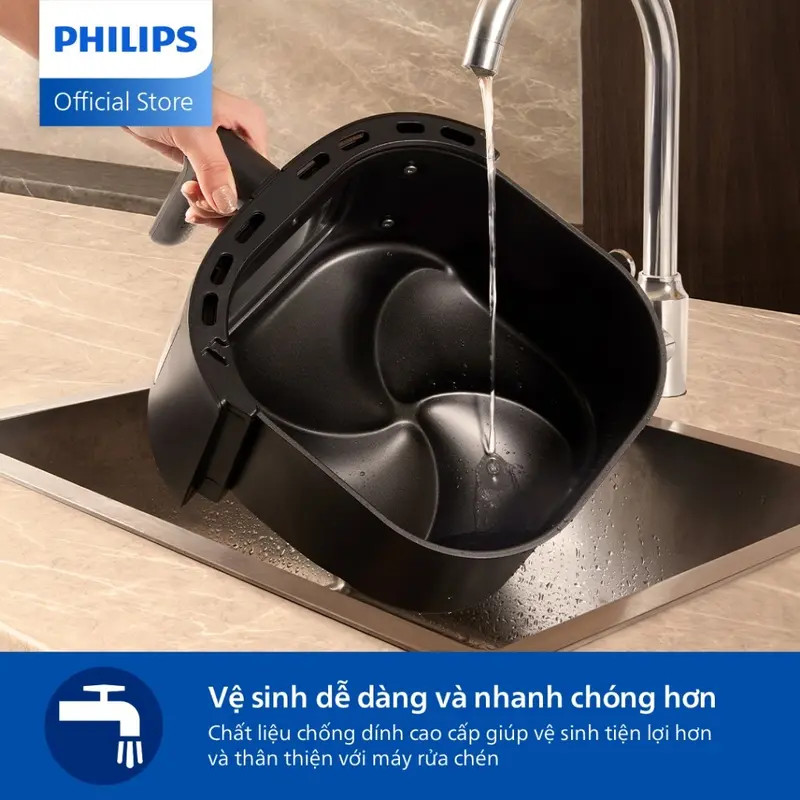 Nồi Chiên Không Dầu Philips 1700W - Tự Ngắt An Toàn, Chống Dính Cao Cấp, Bảo Hành 24 Tháng