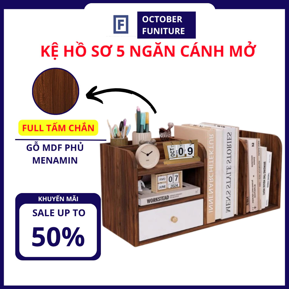 Kệ Sách Để Bàn Đa Năng: Gỗ MDF Chống Ẩm, Thiết Kế 3 Ngăn Thông Minh