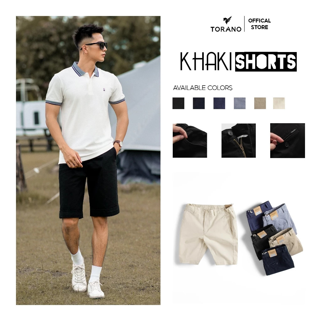 Quần Short Kaki Nam TORANO FSBK012: Vải Cotton Cao Cấp, Dây Dệt Sườn