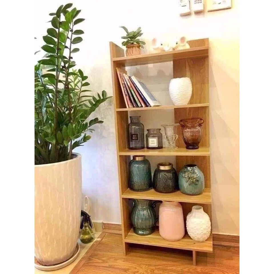 Kệ Sách Gỗ 5 Tầng Góc Tường: Gỗ MDF Chống Ẩm, Thiết Kế Siêu Gọn