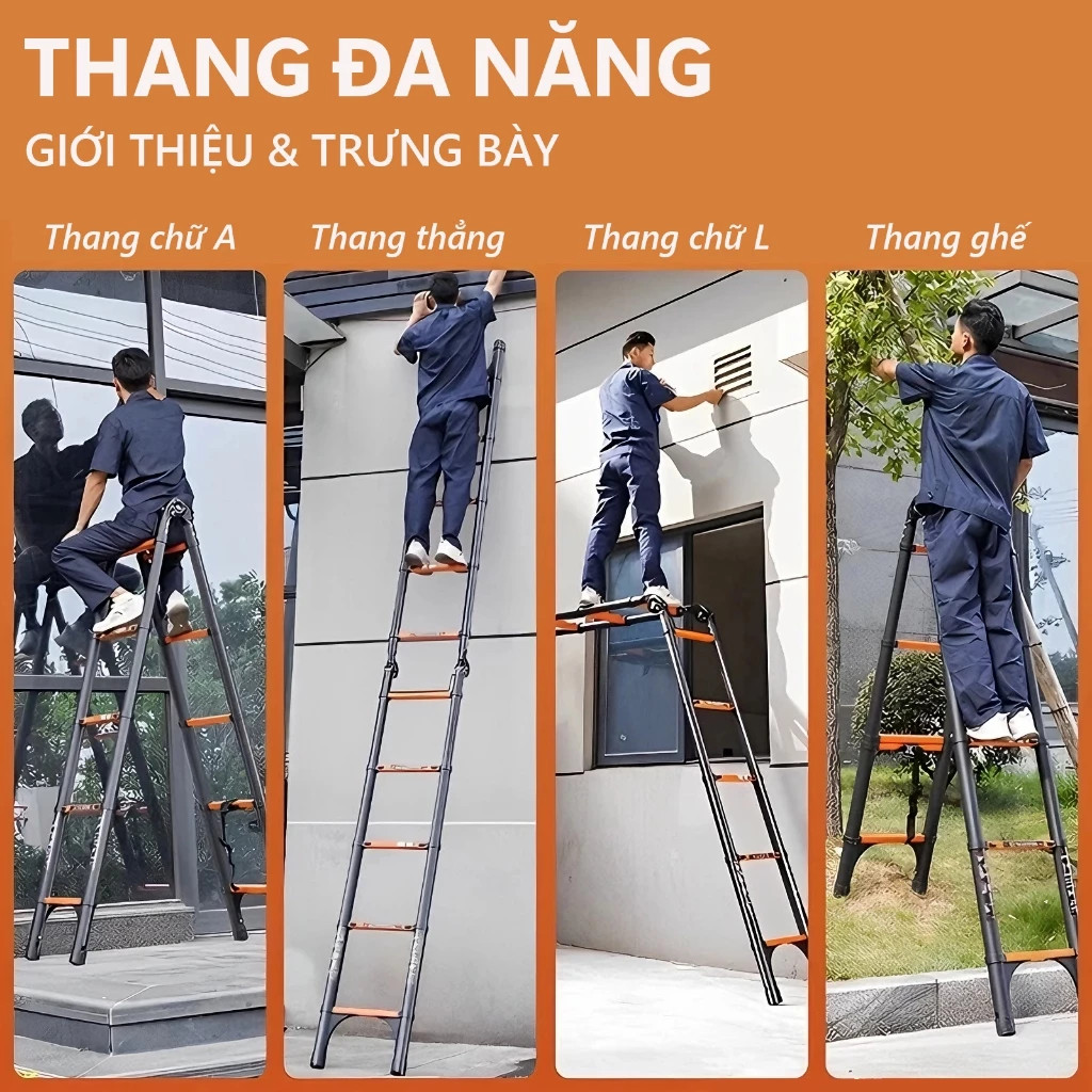 Thang Nhôm Rút Chữ A Nhập Khẩu (1.7m - 2.9m) Tải Trọng 650KG