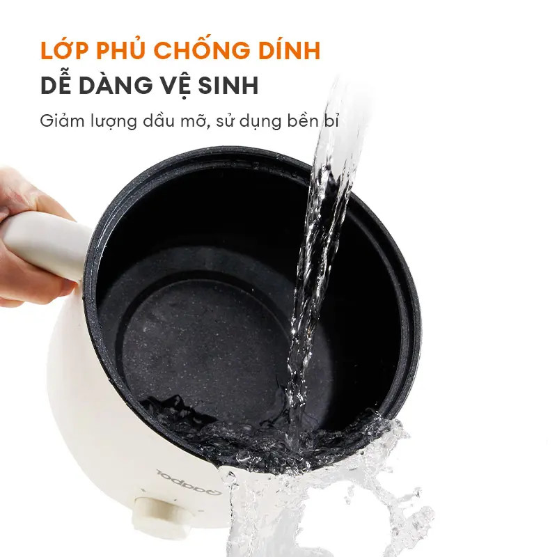 Nồi Điện Đa Năng Gaabor GR-N15A 1.5L - Nồi Lẩu Điện Mini Kèm Xửng Hấp Tiện Lợi