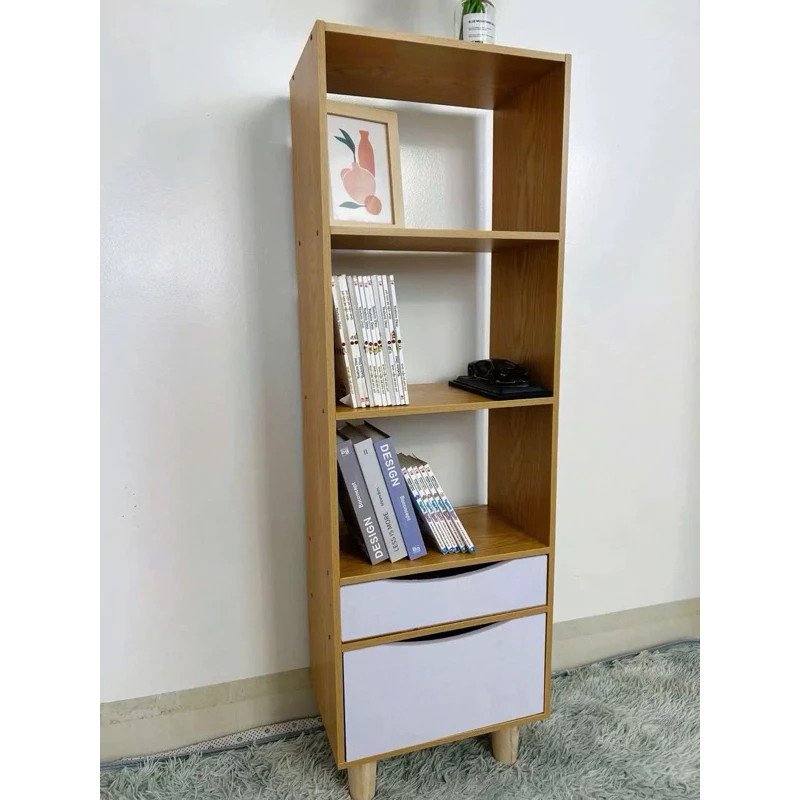 Kệ Sách Gỗ Bắc Âu Nhiều Tầng, Có Ngăn Kéo, Gỗ MDF Cao Cấp