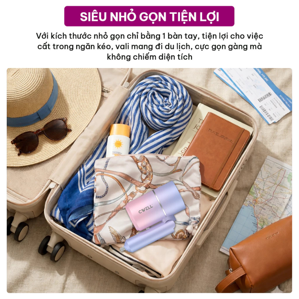 Máy Sấy Tóc Mini Gập Gọn Tiện Lợi 1200W - Công Nghệ Ánh Sáng Xanh Chăm Sóc Tóc