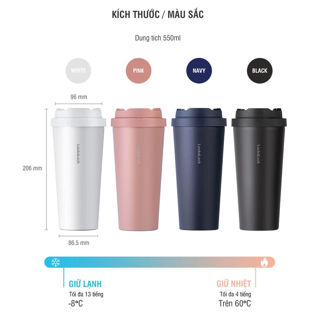 Bình giữ nhiệt Lock&Lock thép không gỉ 316L 550ml và 400ml