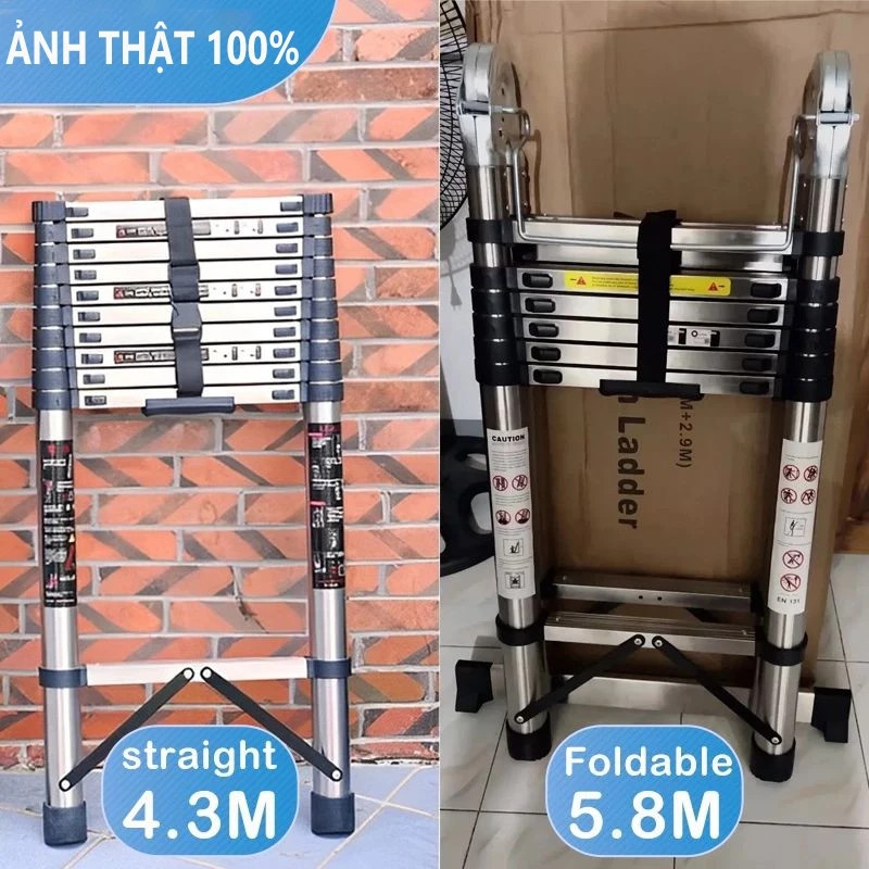 Thang Rút Nhôm Inox Chữ A, Chữ I Nhập Khẩu (1.9m - 6m)