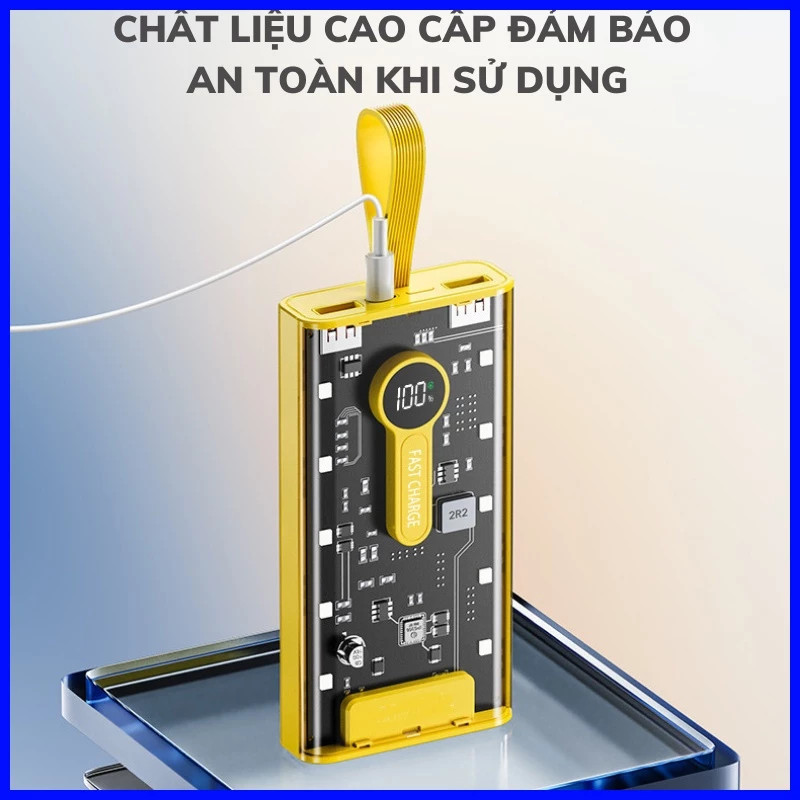 Sạc Dự Phòng 20000mAh 120W: Sạc Siêu Nhanh PD20W, 5 Đầu Ra, Đèn LED