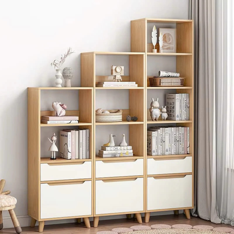 Kệ Sách Gỗ Bắc Âu Nhiều Tầng, Có Ngăn Kéo, Gỗ MDF Cao Cấp