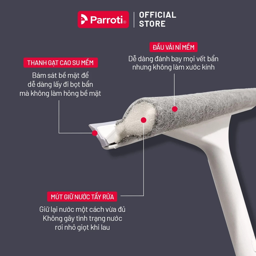 Cây Lau Kính, Gạt Kính Đa Năng Parroti Shiny SN01 - Lau Sạch & Gạt Nước Thông Minh Thế Hệ Mới