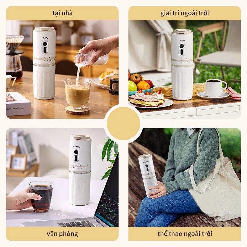 Máy Pha Cà Phê Mini Không Dây Kawu 1300mAh - Lựa Chọn Số 1 Khi Du Lịch