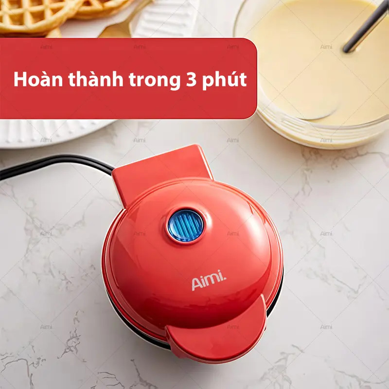 Máy Làm Bánh Mini Waffle 350W - Máy Nướng Bánh Tổ Ong Bữa Sáng Nhanh Cho Bé