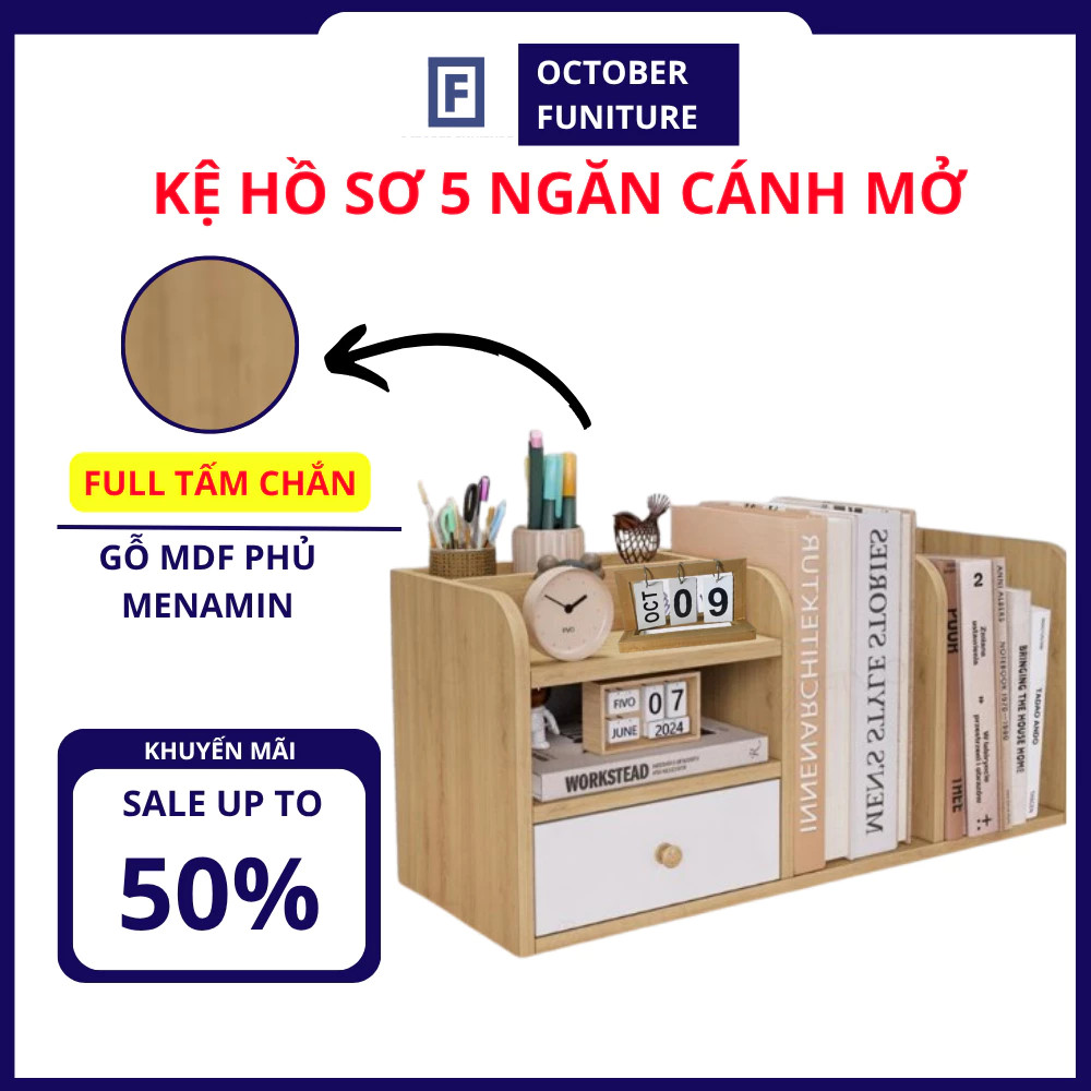 Kệ Sách Để Bàn Đa Năng: Gỗ MDF Chống Ẩm, Thiết Kế 3 Ngăn Thông Minh