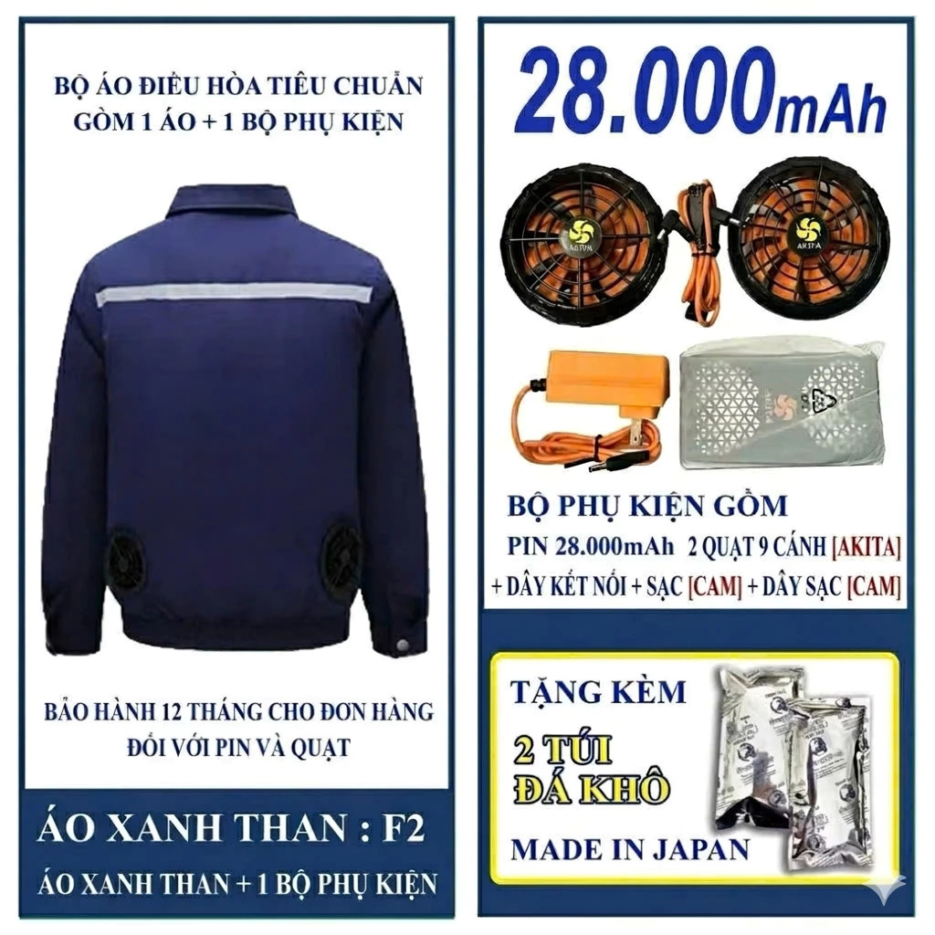 Áo Quạt Điều Hòa Nhật Bản Pin 86.000mAh: Làm Mát Tức Thì, Chống Tia UV