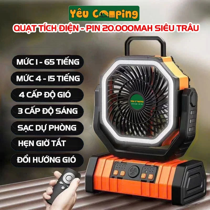 Quạt Camping F6 Pin 20.000mAh Siêu Khủng - Lựa Chọn Số 1 Cho Dã Ngoại
