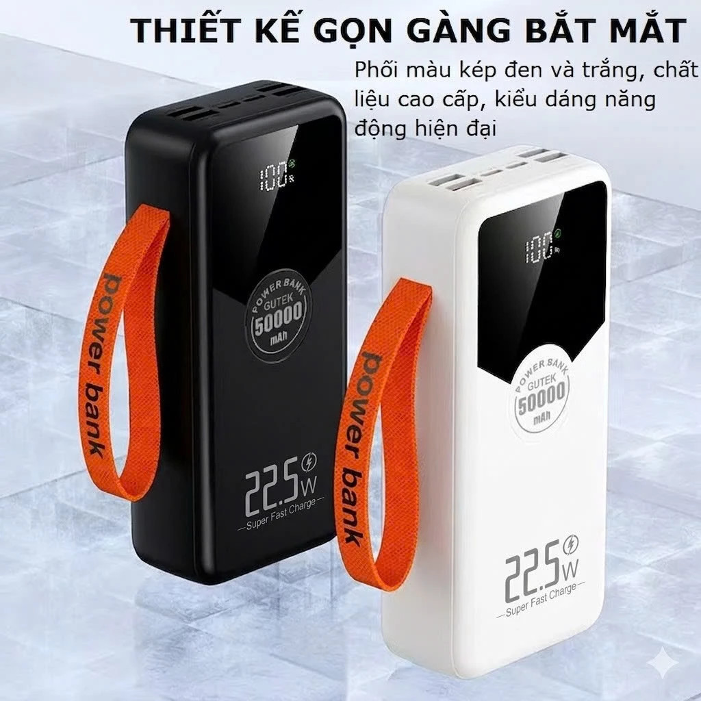 Sạc Dự Phòng 50000mAh Gutek GT230: Sạc Nhanh 22.5W, Sạc 7 Thiết Bị