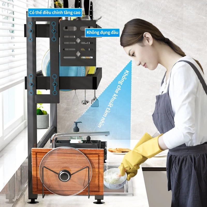 Kệ Để Bát Đĩa Trên Bồn Rửa Bát Tăng Giảm 65-125cm - Kệ Chén Đa Năng 1/2/3 Tầng Cao Cấp