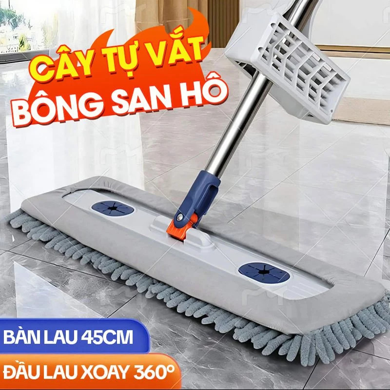 Cây Lau Nhà Tự Vắt Thông Minh - Chổi Lau Nhà Xoay 360 Độ Không Chạm Tay Vào Nước