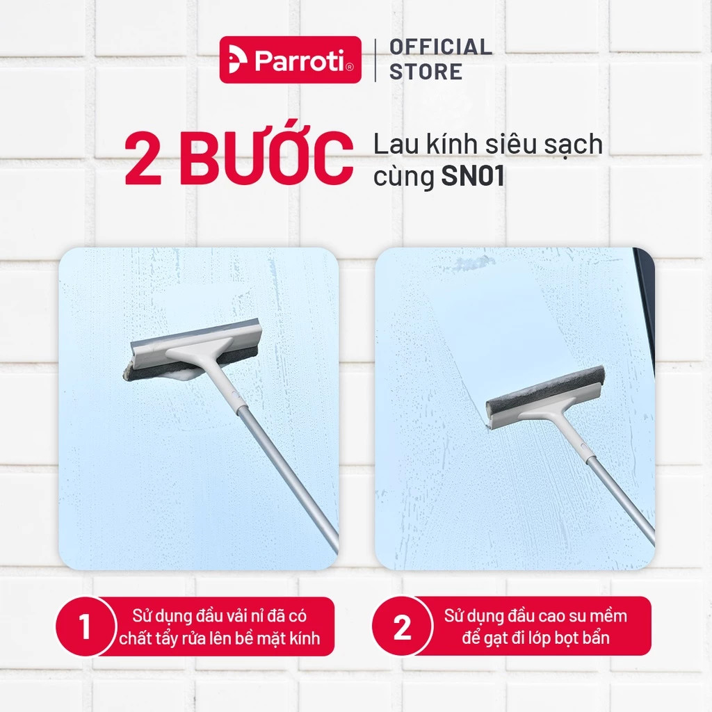 Cây Lau Kính, Gạt Kính Đa Năng Parroti Shiny SN01 - Lau Sạch & Gạt Nước Thông Minh Thế Hệ Mới